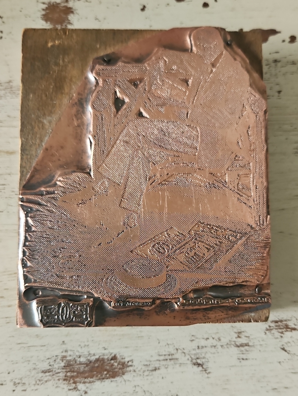 Vintage Copper Letterpress, Reads 1910 Copywright, Alonzo Kimball